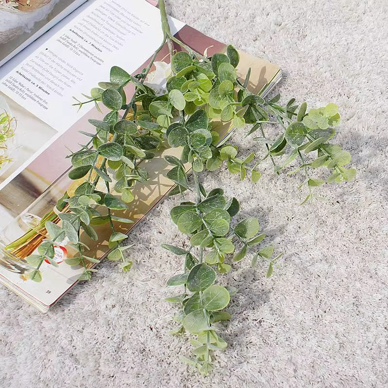 Pot de fleurs d'eucalyptus ornemental à longue branche, plantes artificielles, fleurs décoratives, f