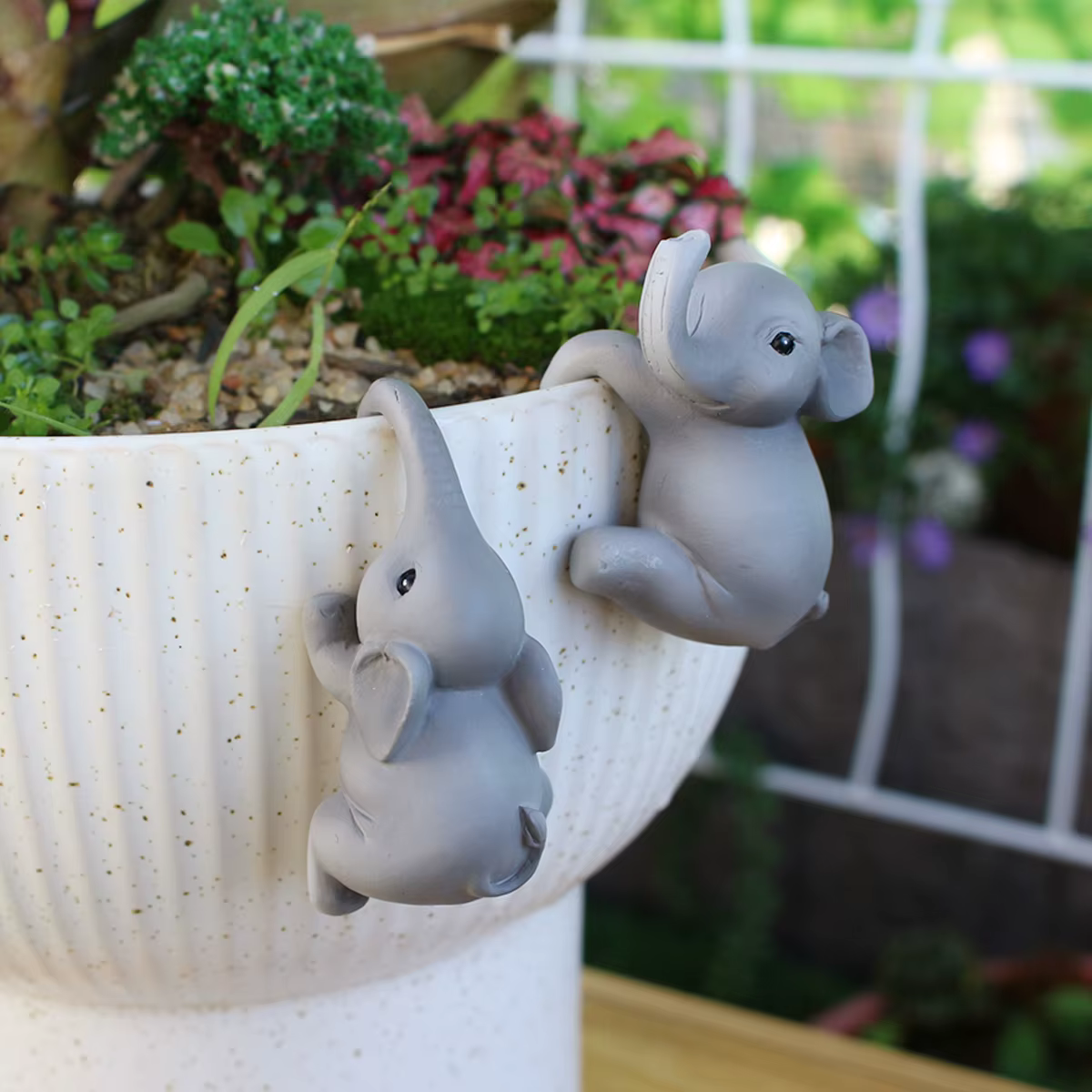Pot de fleur d'éléphant créatif, pendentif décoratif, ornement d'animal de jardin, artisanat en rési