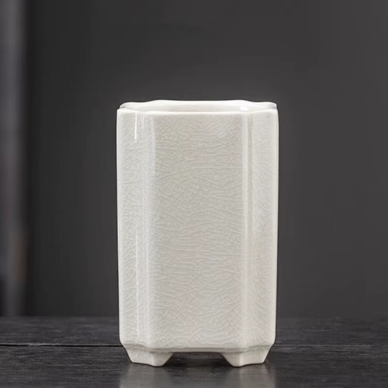 Pot de fleurs carré en porcelaine, orchidée émaillée céladon, Vase à bonsaï, Pot de plantes, artisan