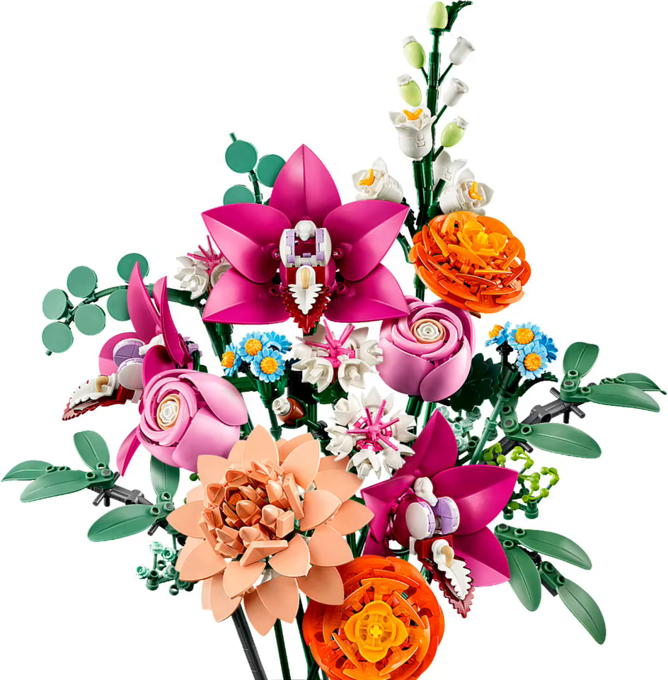 Bouquet de fleurs roses romantiques, ensembles de blocs de construction 10342, compatibles avec les 