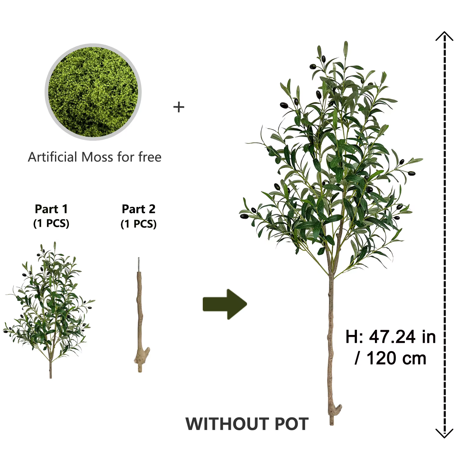 Arbre d'olivier artificiel de 120-180 cm/5,9 pieds, plante d'intérieur et d'extérieur, ornement, pla