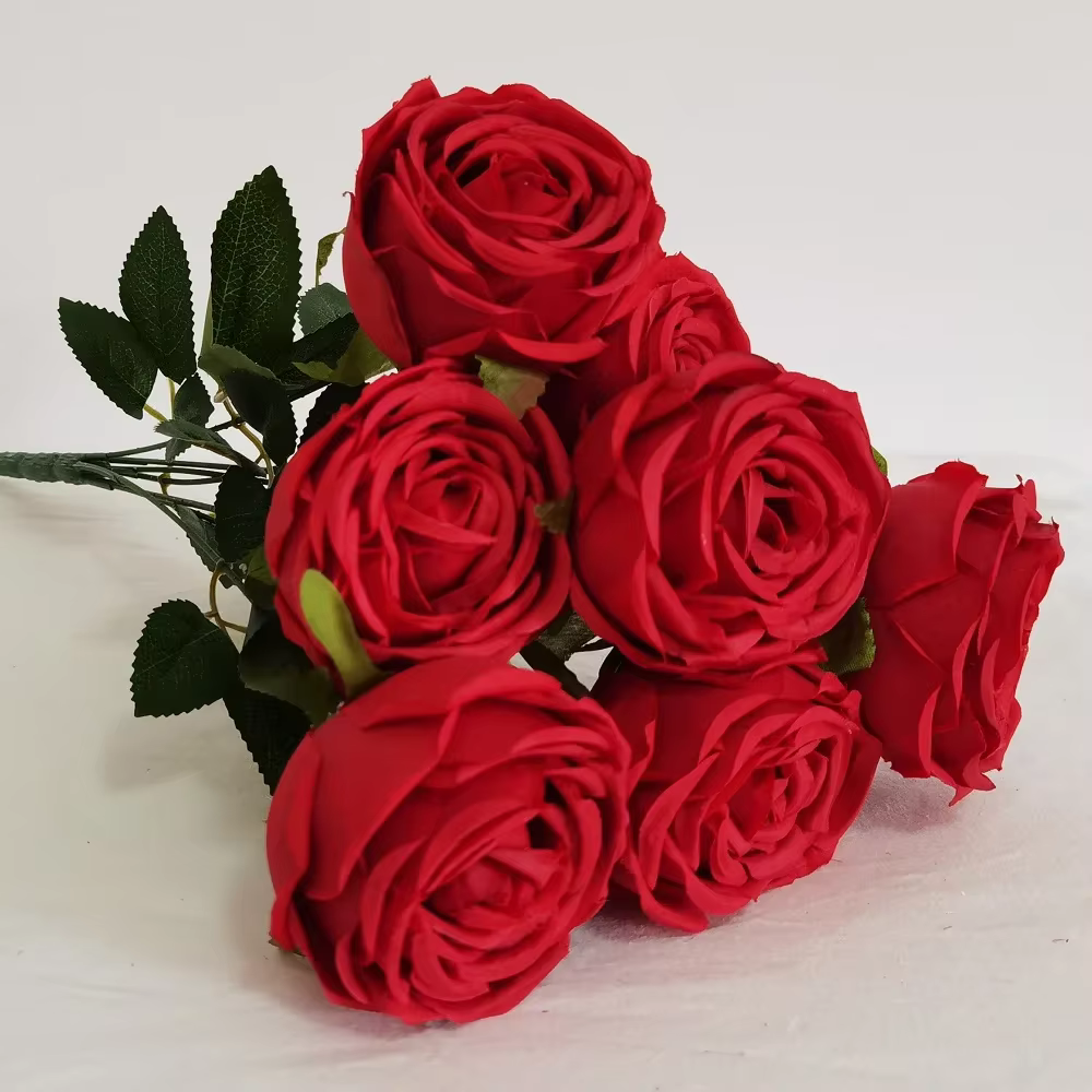 Bouquet de roses artificielles en soie, fausses fleurs, fournitures de fête de mariage, ornements de