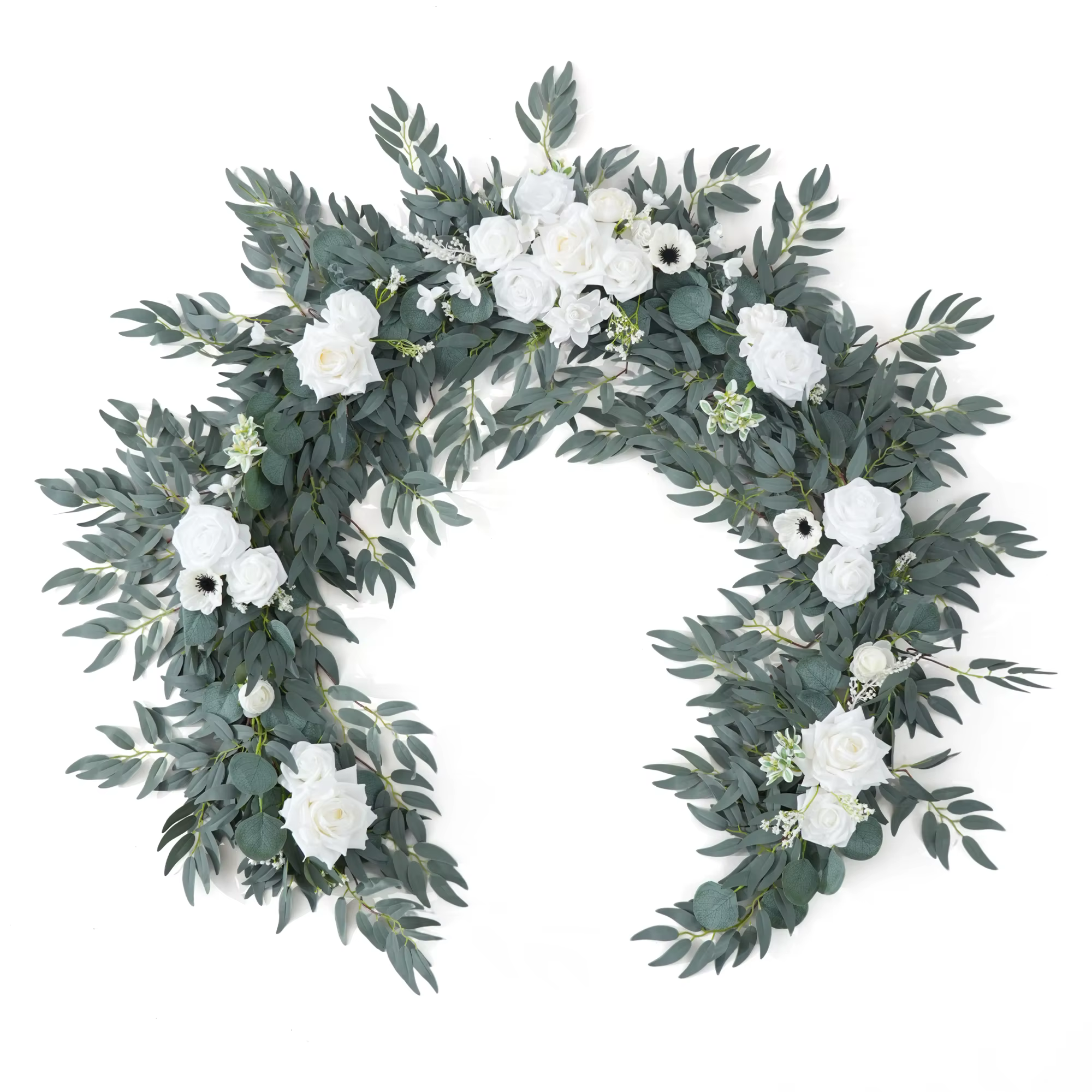 Guirlandes de fleurs artificielles de 7 pieds, feuille de saule verte, Rose, idées d'arrière-plan po