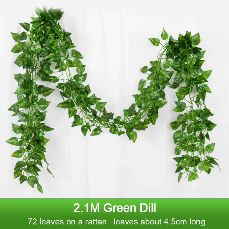 Guirlande de feuilles de lierre vert artificielles de 2.1M, vigne murale suspendue en soie, décorati