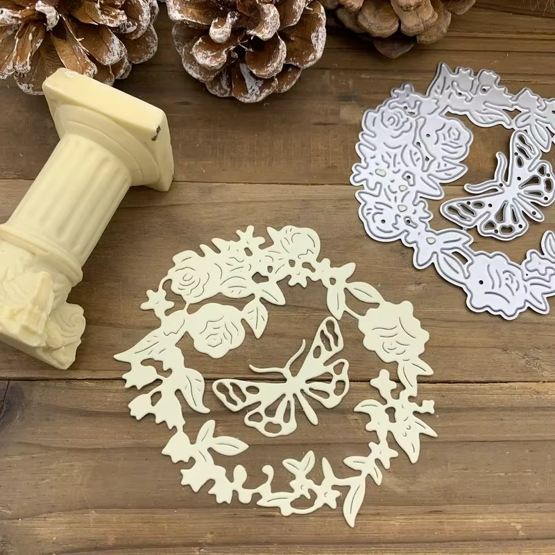 Guirlande de fleurs et de papillons, matrices de découpe en métal, pochoirs pour bricolage, Scrapboo