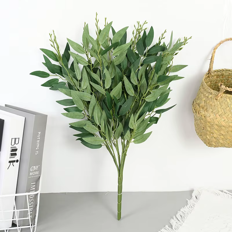 Bouquet de saule artificiel en soie, fausses feuilles vertes pour mariage, maison, jardin, décoratio