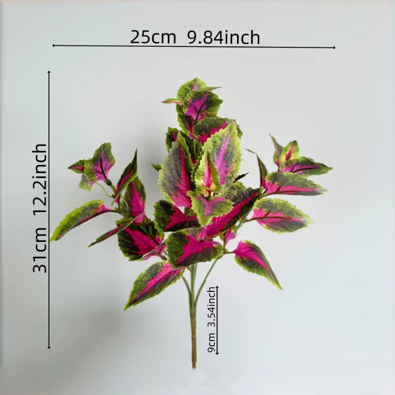 Lot de 10 feuilles de périlla artificielles en soie, simulation de plantes vertes, pour décoration d