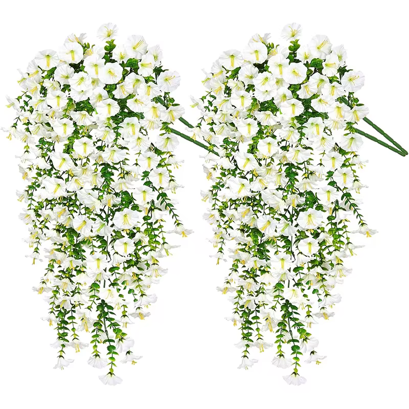 1/2 pièces 75cm blanc artificiel matin gloire tenture murale fausses plantes violettes suspendus fle