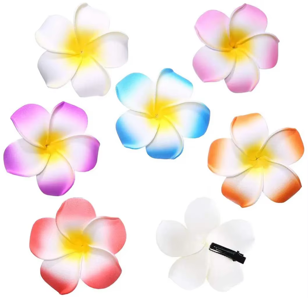 50 pièces 2.4 "mousse blanche frangipanier hawaïen Plumeria artificielle fleur chapeau pinces à chev