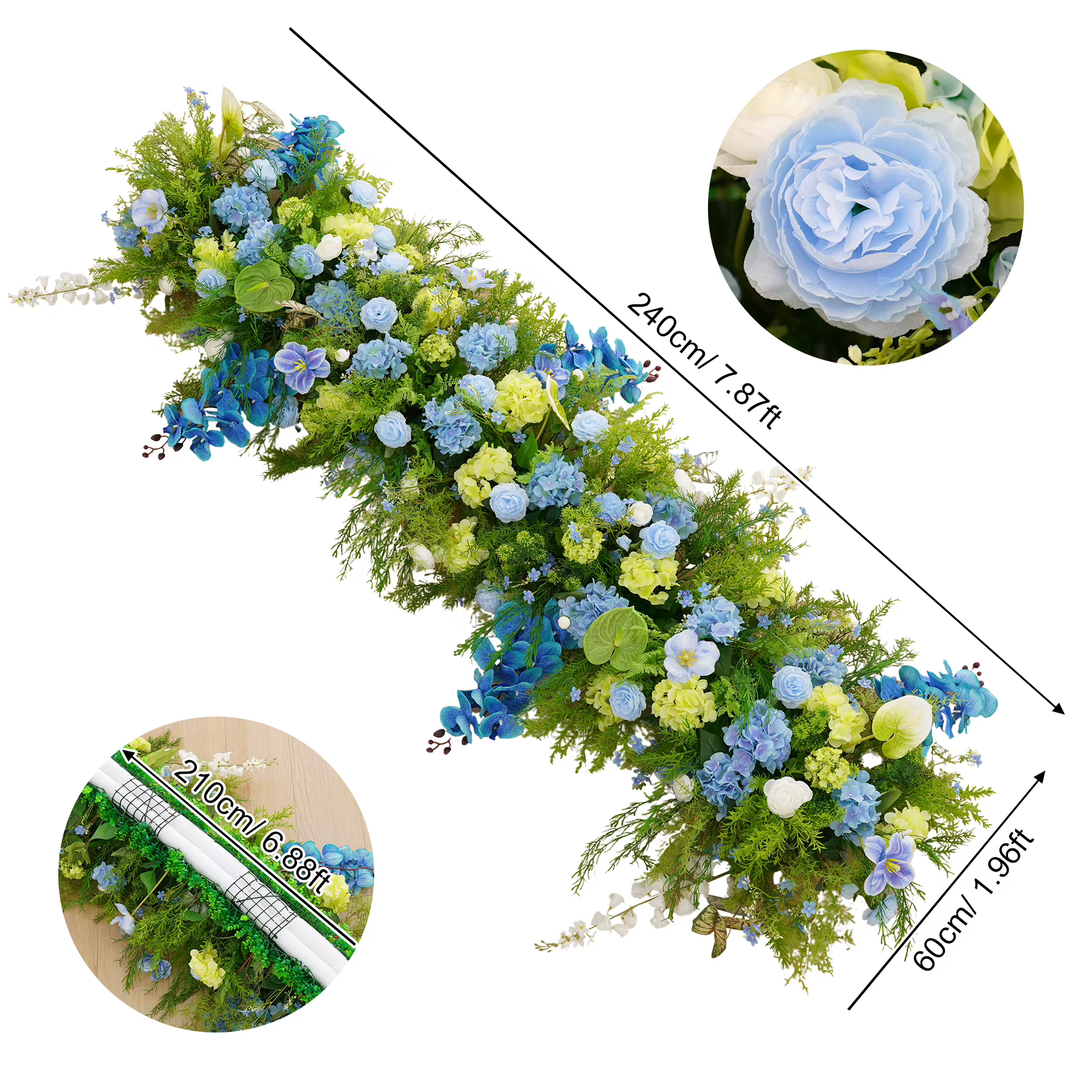 Angela fleur A9016 Mori orchidée bleue Arrangement Floral cadre d'arc de mariage décoration imitatio