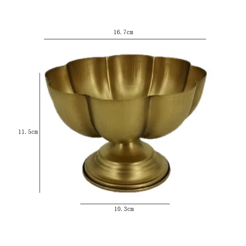 Pot à fleurs en laiton antique à large ouverture, vase décoratif vintage pour mariage, fête et décor