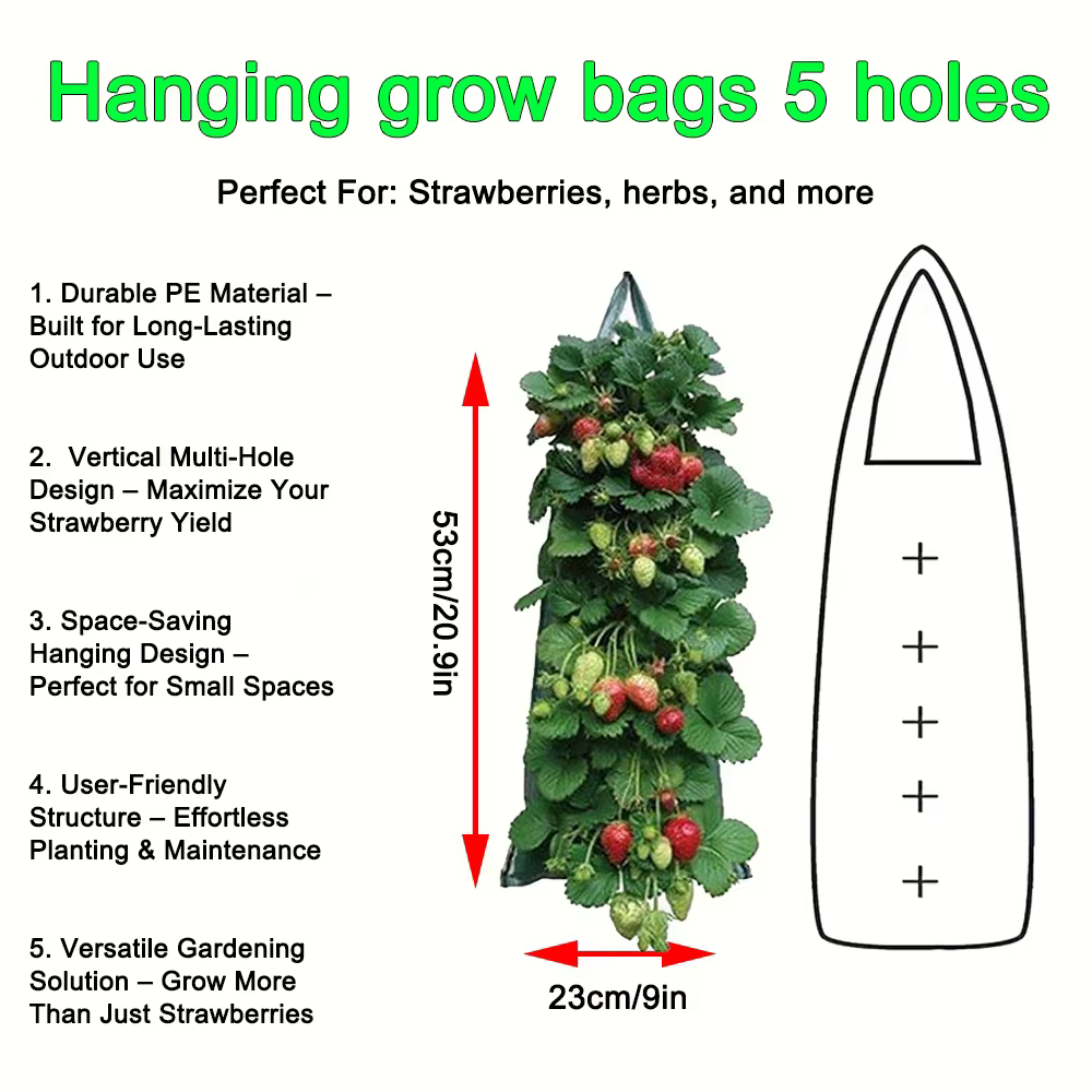 Sacs de culture suspendus pour fraises et tomates, sac de plantation suspendu, jardin vertical, pot 