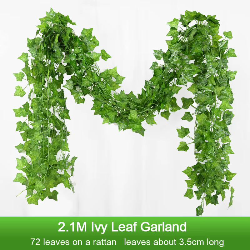 Guirxiété de Cuir oral elu Vert Artificiel, Plante Artificielle, 2.1m, Décoration de Jardin, Maison,