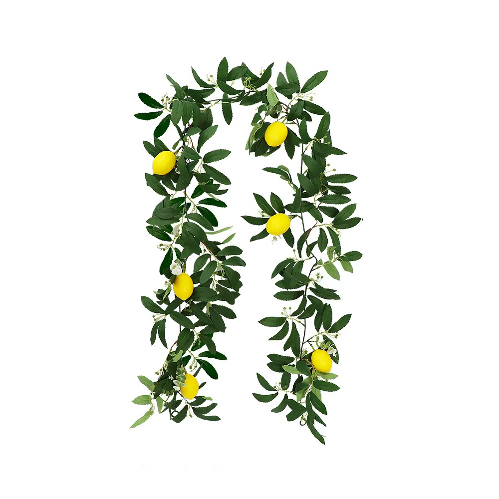 Guirlande de citrons artificiels en eucalyptus vert, plante artificielle réaliste, touche réelle, fa