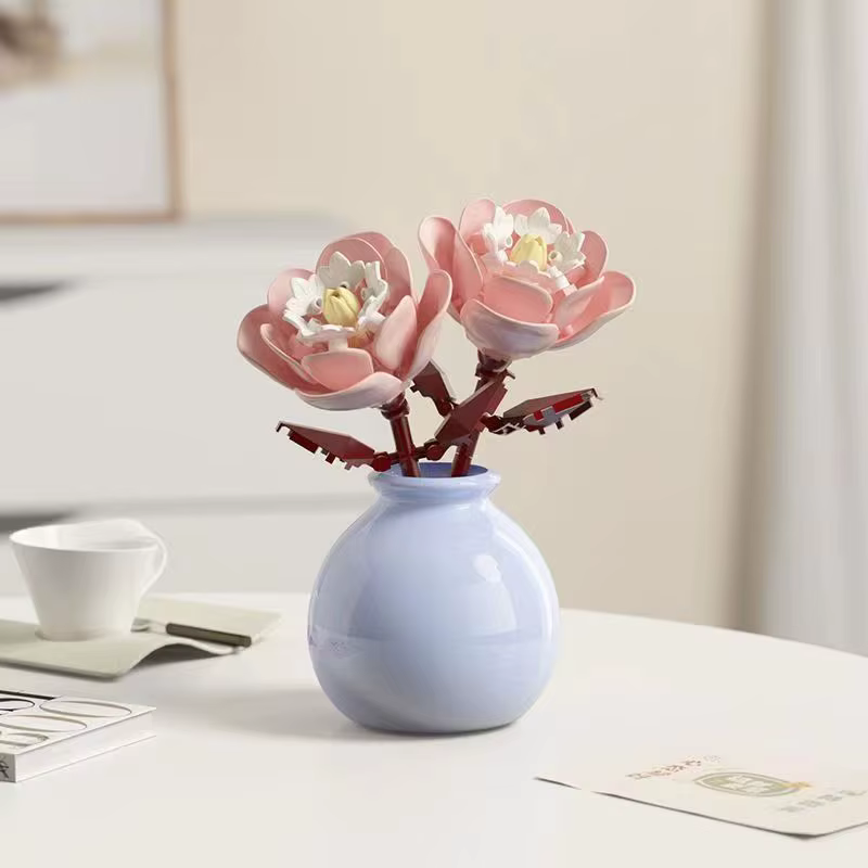 Bouquet de fleurs en briques, blocs de construction, jouets pour cadeau d'anniversaire, décoration d
