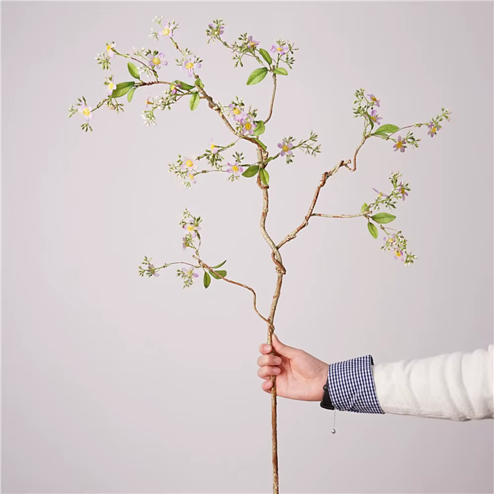 Petites Branches de Chrysanthèmes Sauvages Artificiels Réalistes en Soie Écologique, Plantes Artific