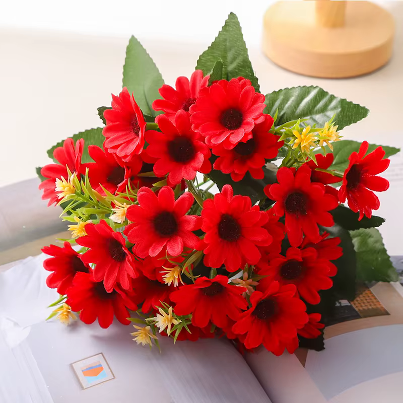 Belle marguerite en soie colorée, fleurs artificielles, bricolage, maison, jardin, fête, mariage, dé