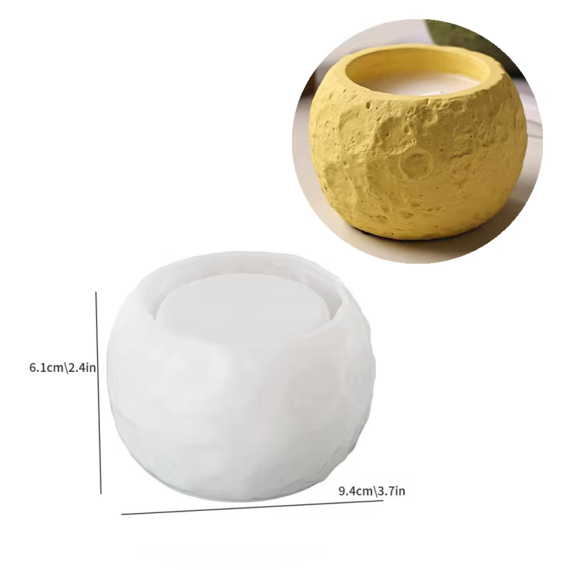 Pot de fleurs en forme de lune, moules en Silicone, Texture de lune, Pot de plantes fait à la main, 