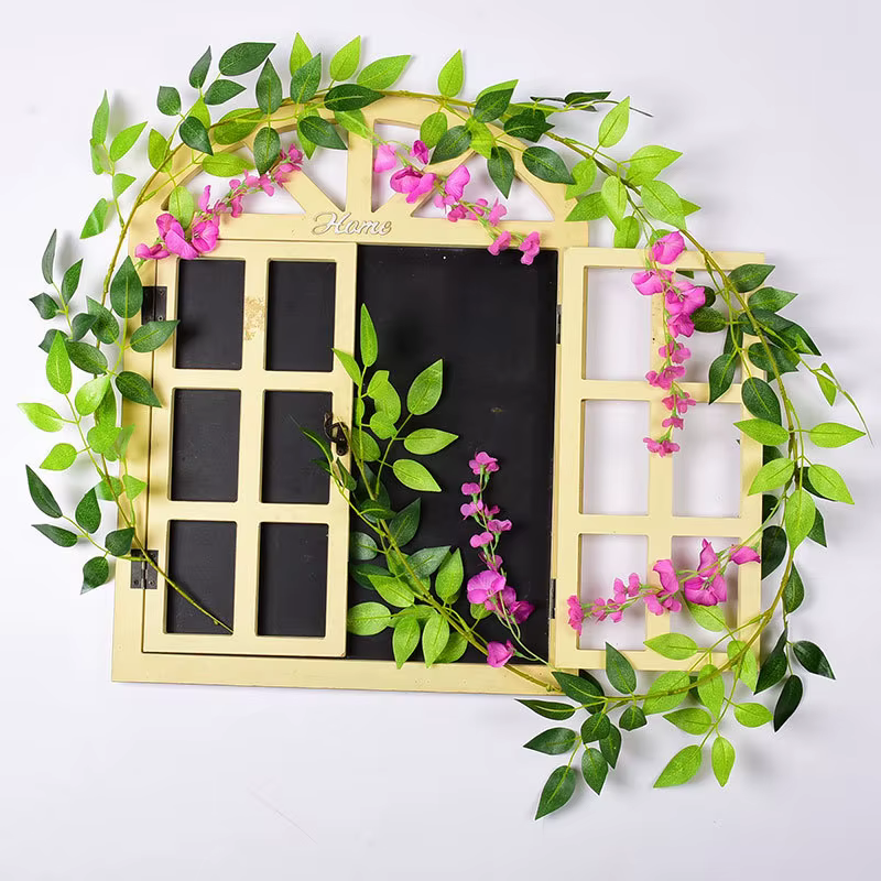 Guirlande de fleurs artificielles de glycine et de lierre pour décoration intérieure et extérieure, 
