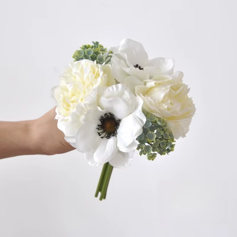 Bouquet d'anémone artificiel en soie, 2 pièces, fausses fleurs, décor de mariage, mariée, pivoine vi