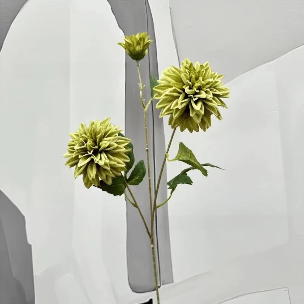 Nouveau 72 cm fleur de Dahlia artificielle 3 têtes longue branche fausse fleur Arrangement Floral ho