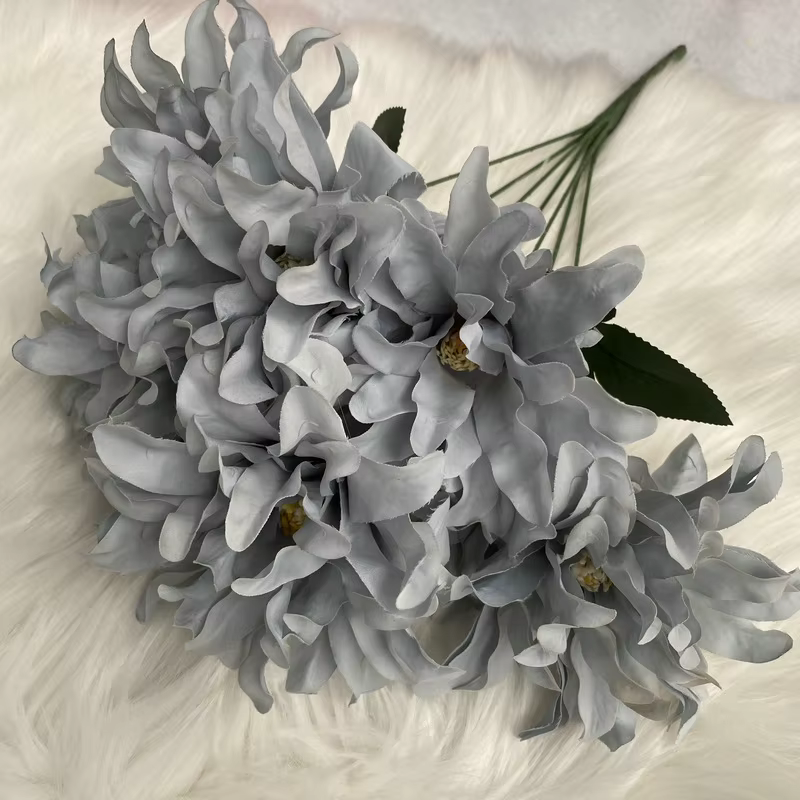 Bouquet de 7 dahlias artificiels en tissu brossé de 45 cm pour arrangement floral DIY, bouquet de ma