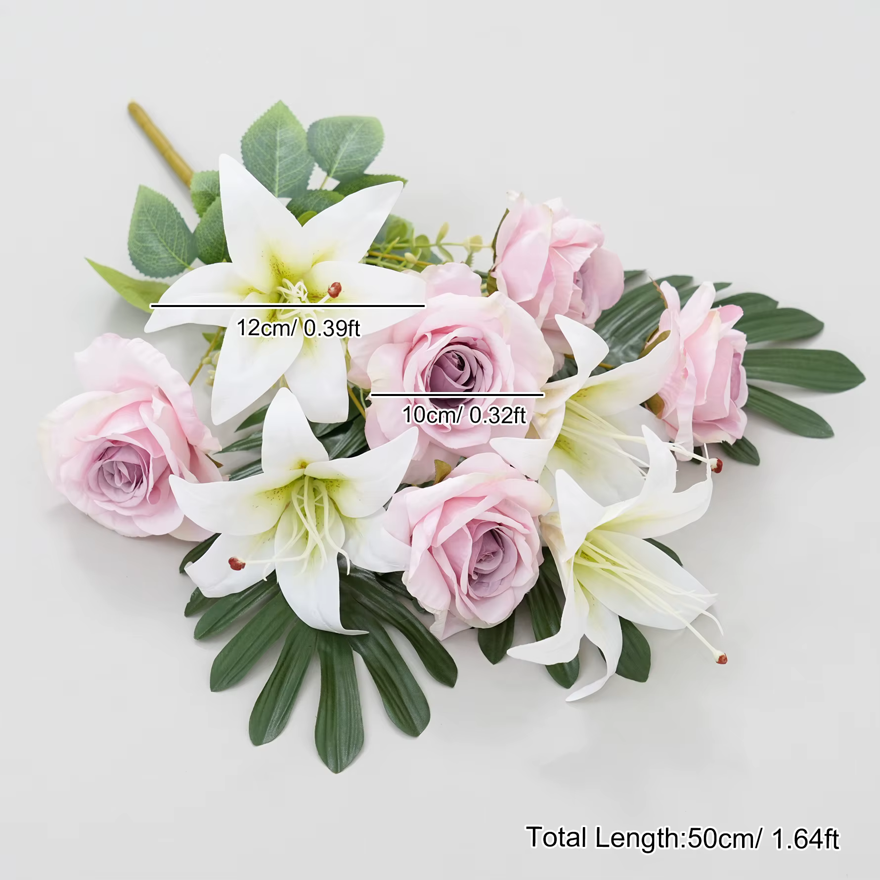 Bouquet de roses de lys artificielles en soie, A2025, 1,64 pieds, Bouquet de verdure, matériel d'arr