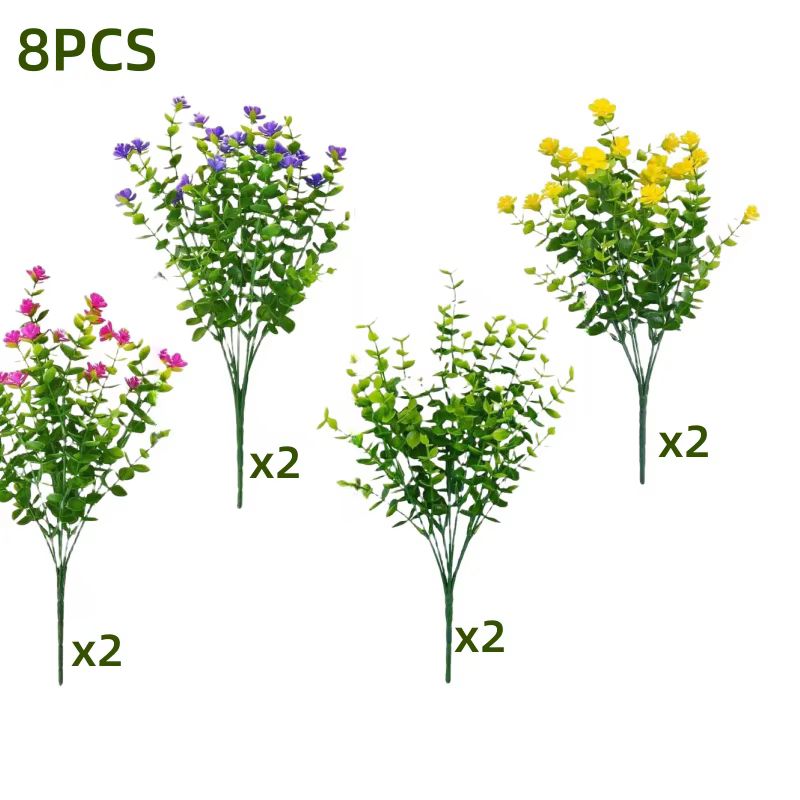 Plantes artificielles UV-Degree, 8/12/16 pièces, fausses fleurs décolorées, décoration d'extérieur, 