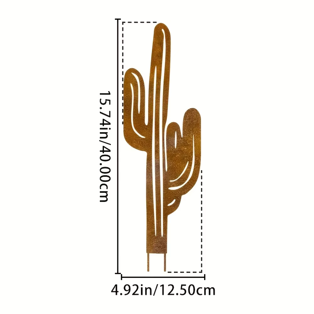 Piquet de jardin de Cactus en métal imperméable rustique, décor extérieur moderne, Art en fer Durabl