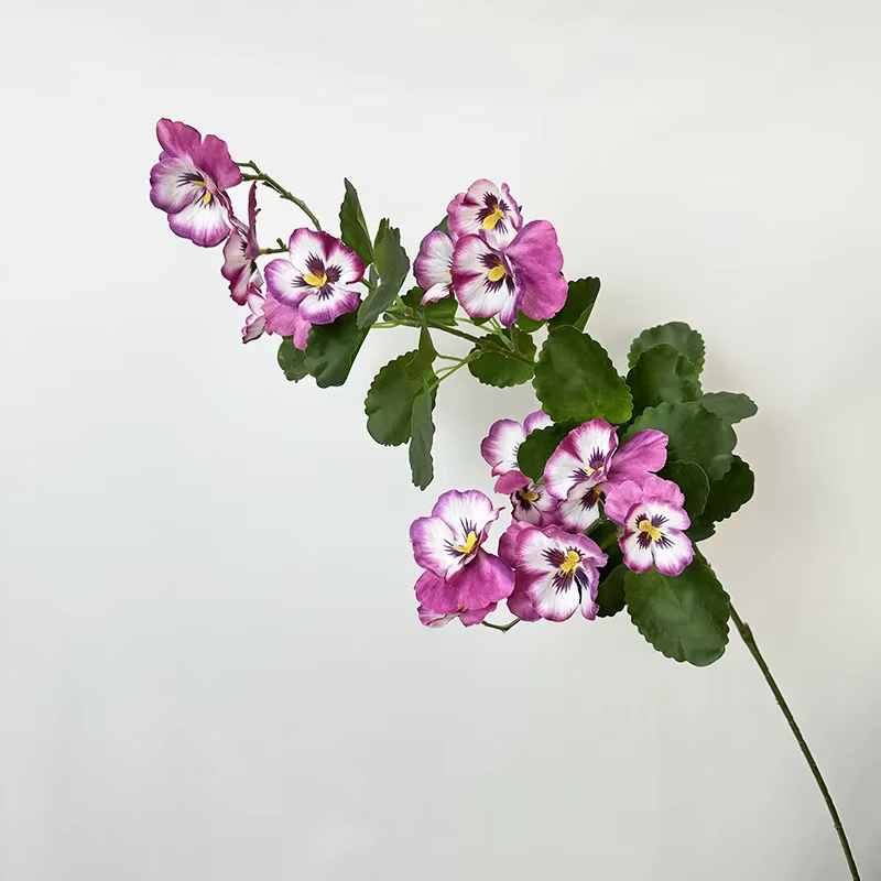 Branche de pensée en soie, fleurs simulées, plante verte, Arrangement Floral, décoration de Restaura