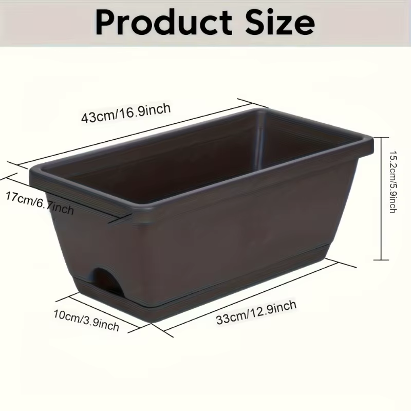 1/3 Pièces Jardinière rectangulaire pour fenêtre, pots de fleurs décoratifs avec trous de drainage, 