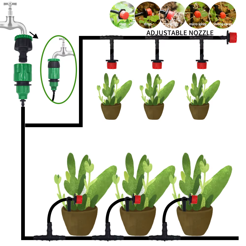 Micro système d'irrigation goutte-à-goutte Portable 20M, arrosage automatique avec goutteurs réglabl