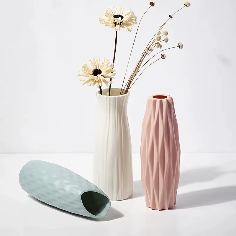 Vase en plastique nordique simple, petit pot de fleur frais, bouteille de rangement pour fleurs, sal