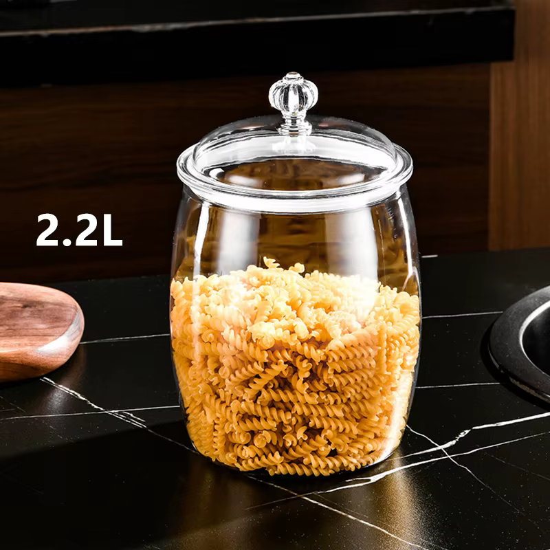 Pot en plastique dur et lisse avec couvercles, 2.2/3.8/6.5l, 1 pièce, pour farine, Grains, bonbons e