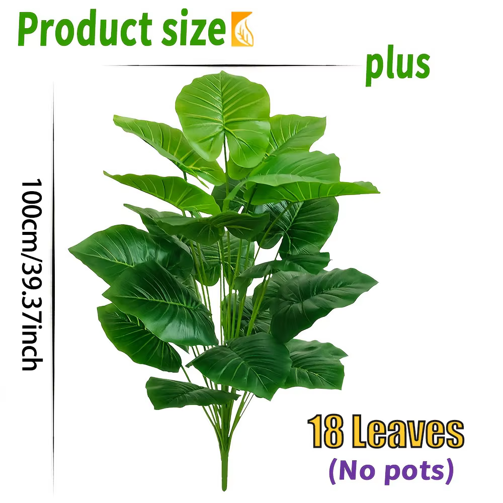 Palmier artificiel réaliste de 100cm avec 18 feuilles, une fausse plante verte vibrante pour la déco