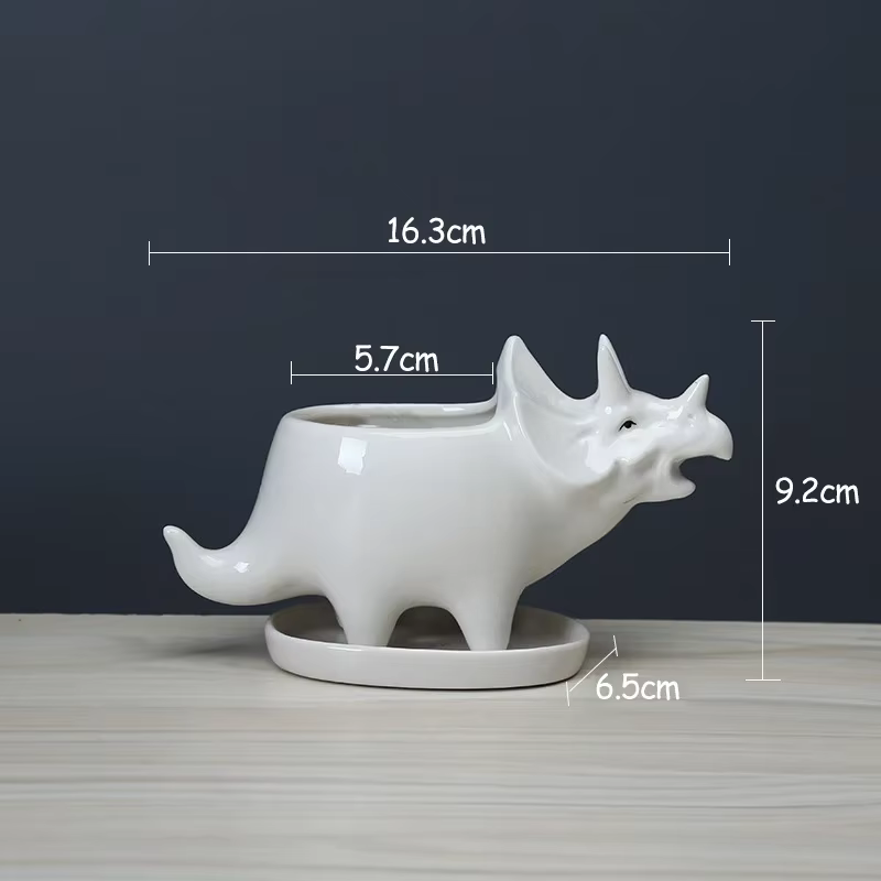 User inière tricératops en céramique avec escalier, statue de dinosaure créative, pot de jardin pour