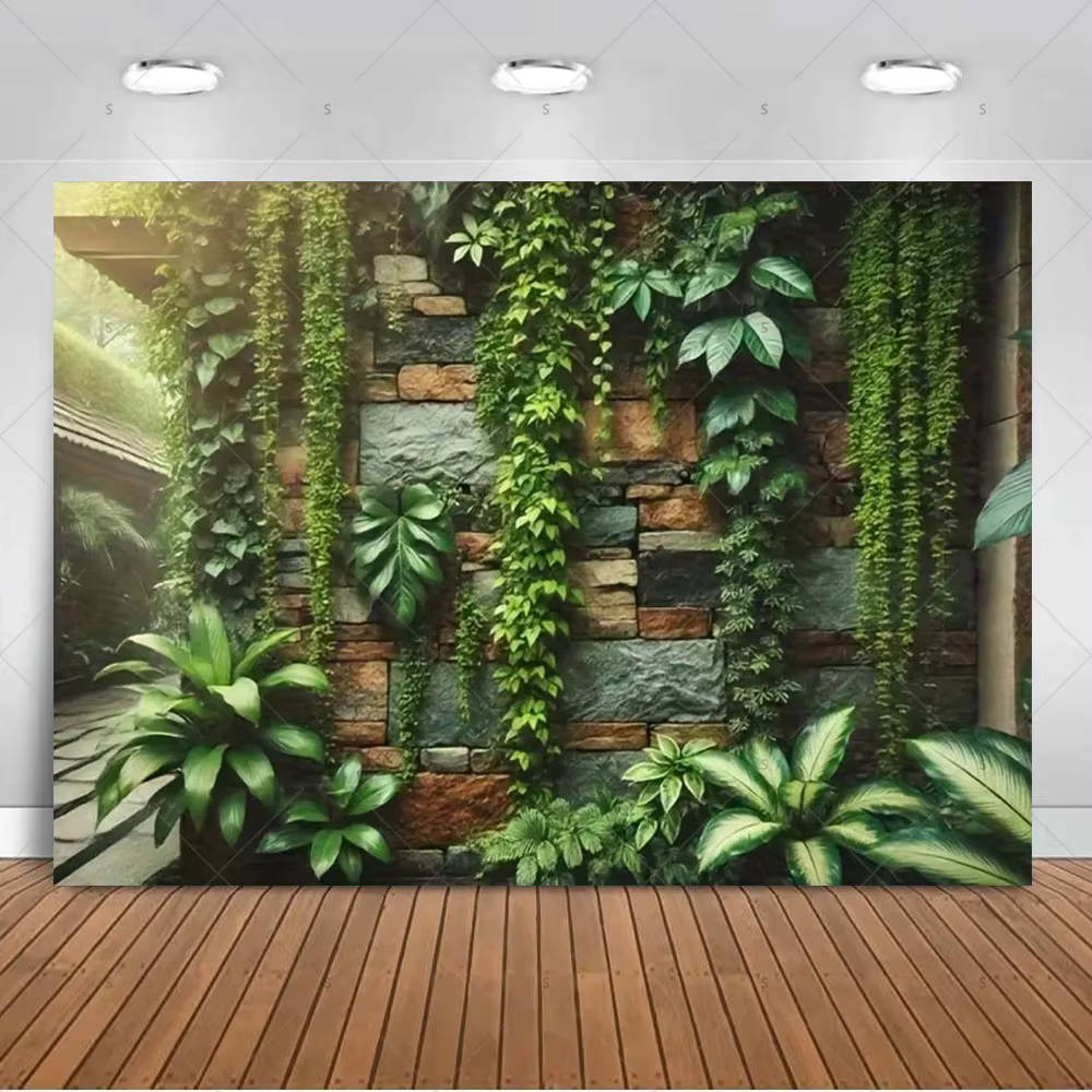 Plante tropicale herbe feuilles vertes photographie toile de fond Jungle feuille de palmier fond ban