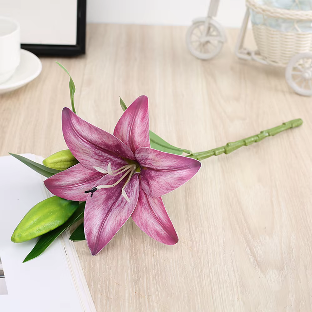 Fleurs artificielles, branche de lys au toucher réel, fausses fleurs blanches, pour mariage, jardin,