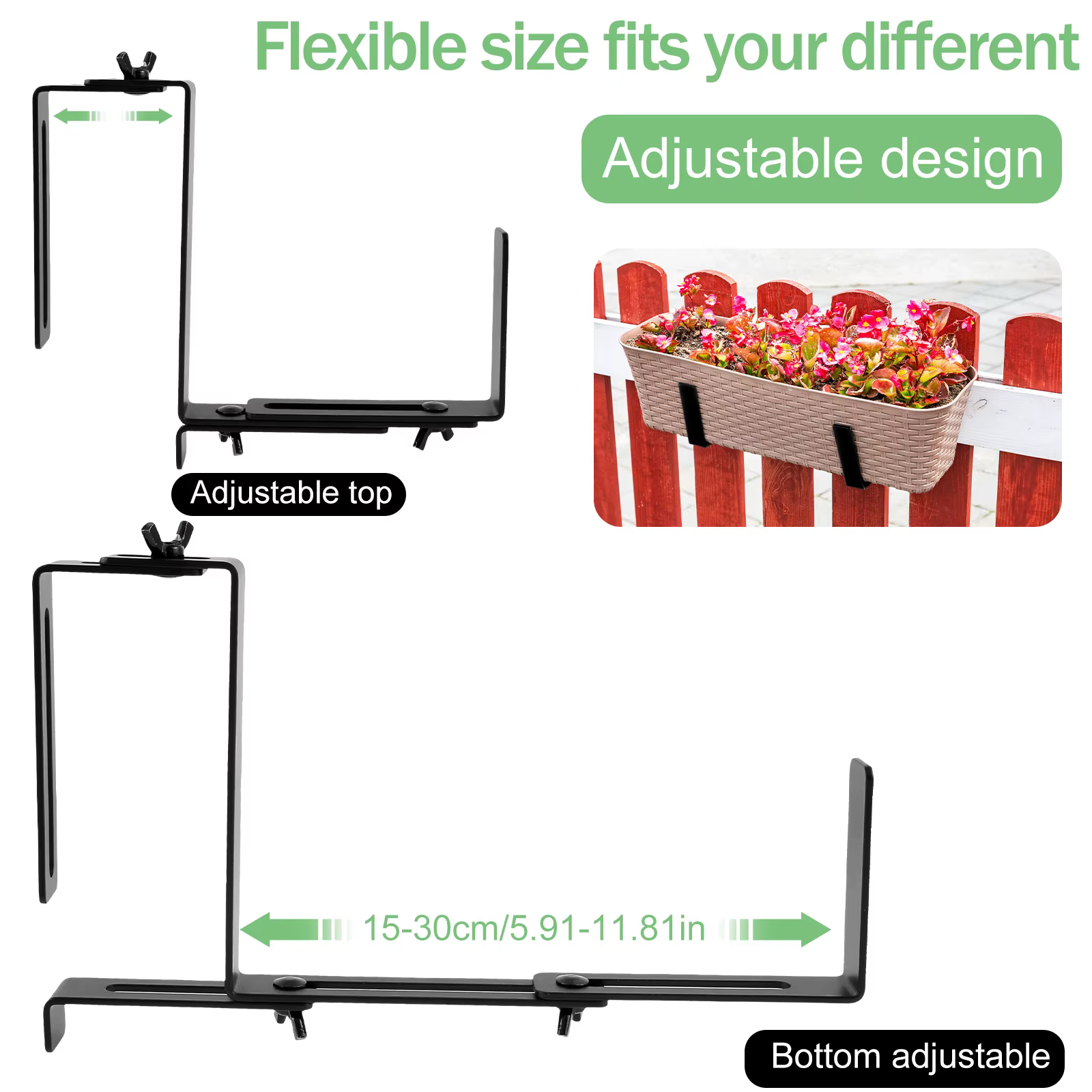 Support de boîte de jardinière réutilisable, boîte de fenêtre réglable, robuste et rapide