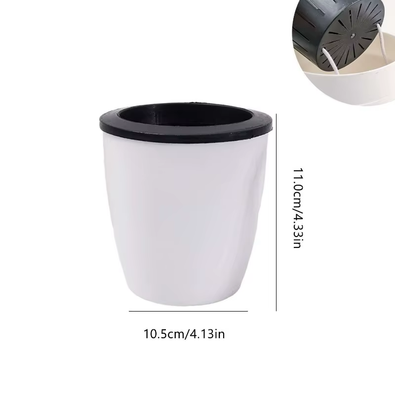 Pots de plantes d'intérieur auto-arrosants avec corde en coton, pots à fleurs en plastique double co