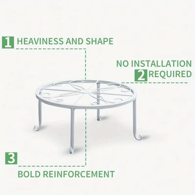 Supports de plantes en métal pour pot de fleur, support en fer noir, récipient de jardinière en méta