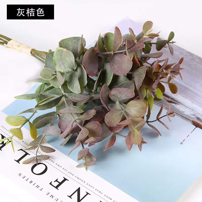 Bouquet de feuilles d'eucalyptus artificielles fait à la main, plantes, vase, décoration d'intérieur
