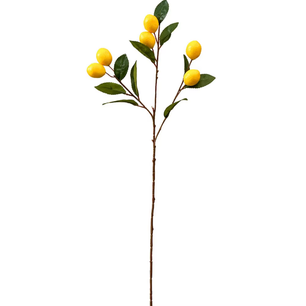 Décoration de vase DIY, branche de citron artificielle de luxe, fruit simulé en plastique fait main,