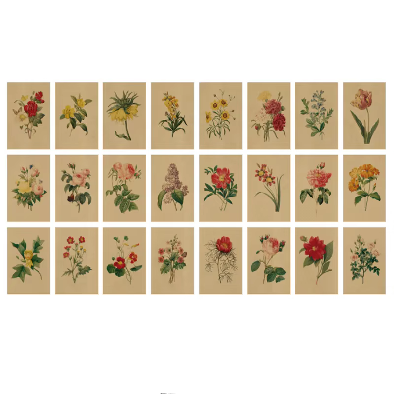 Carte postale d'illustration de plante peinte à la main, carte décorative de fleurs, carte de vœux r