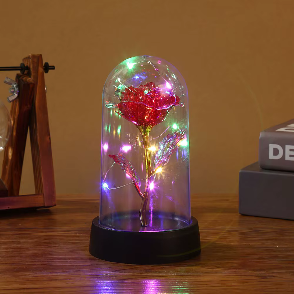 Rose galAct enchantée LED avec lumières dégradées, rose éternelle en breton, fête des mères, fête de