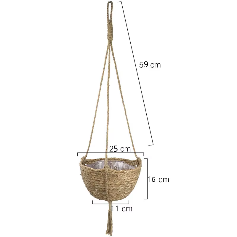 Ensemble de paniers de jardinières suspendus en jonc de mer naturel, Pots de plantes d'intérieur, dé