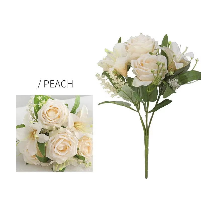 Fleurs Artificielles de Mariage, Flocon de Neige, Lys, sexuellement, Poubelle, Bouquet, Décoration d