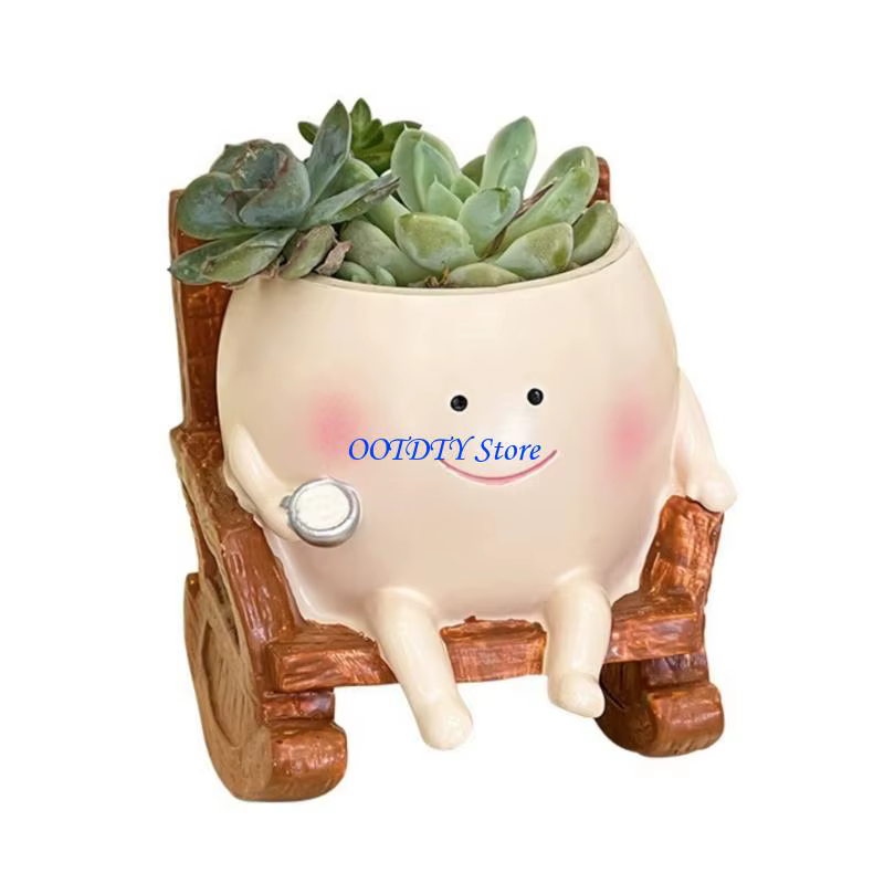 367A Mini Pot plantes charnues en résine dessin animé fait à main, jardinière en résine, conteneur p