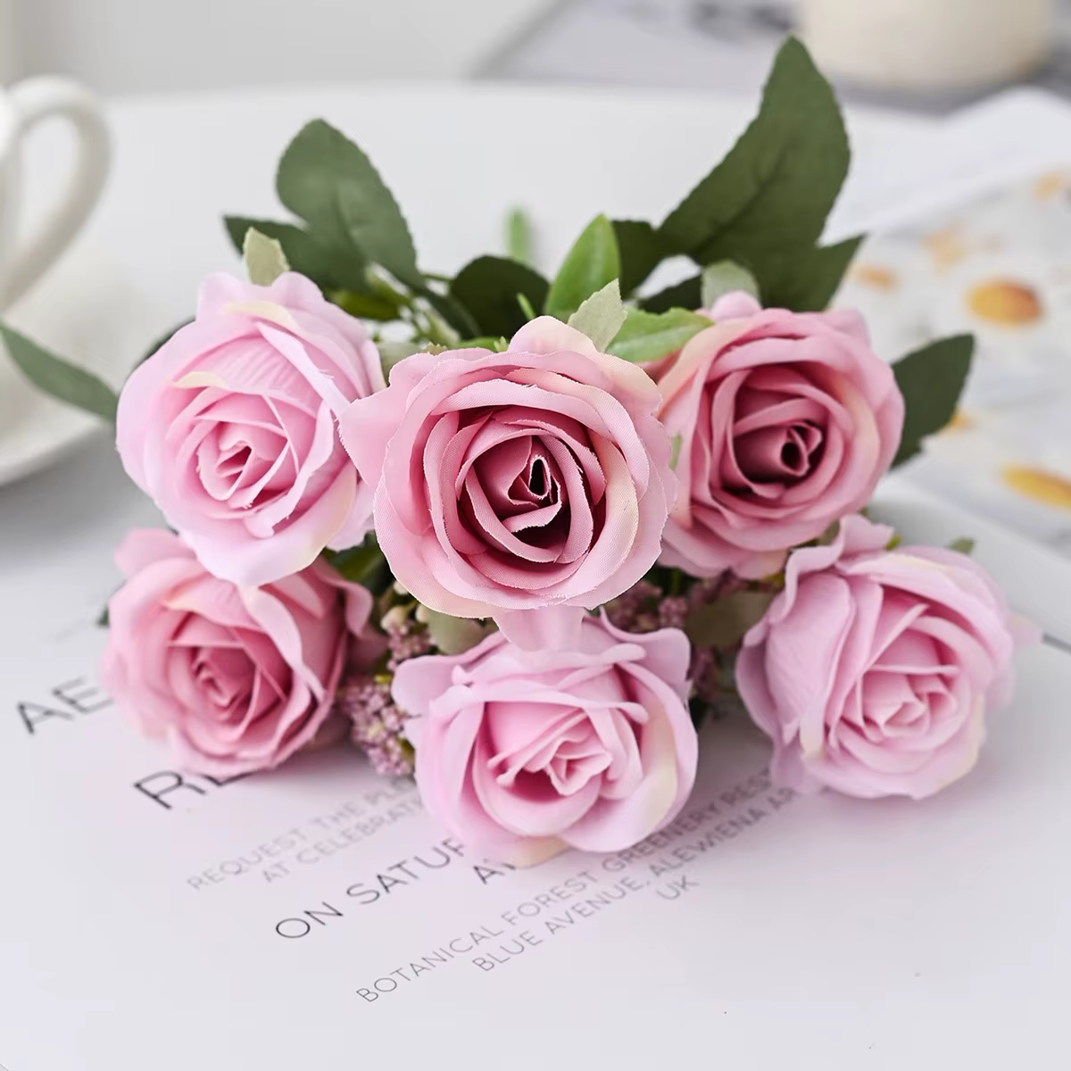 Fleurs artificielles Soie Rose Bouquet pour Festival Jardin Maison Table vase De Mariage Bouquet De