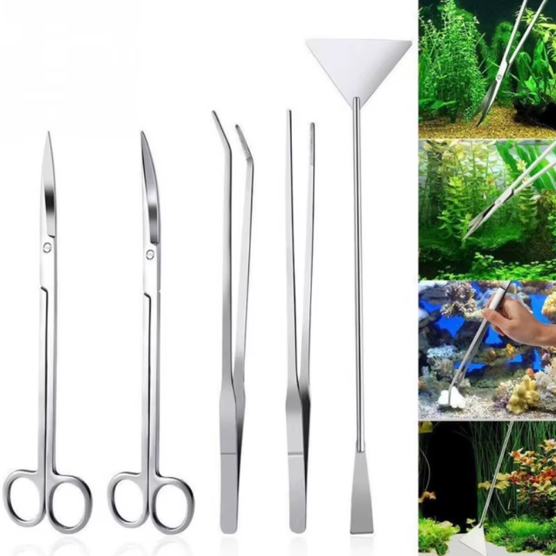 Ensemble d'outils de ciseaux d'aquarium, ciseaux ondulés, pincettes pour plantes, herbes, outils de